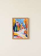 Colorful Ski Lift Mountain Art art print