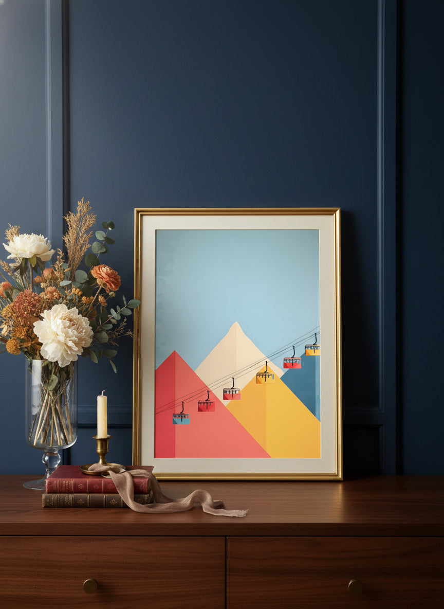 Minimalist Ski Gondola Mountain Art art print