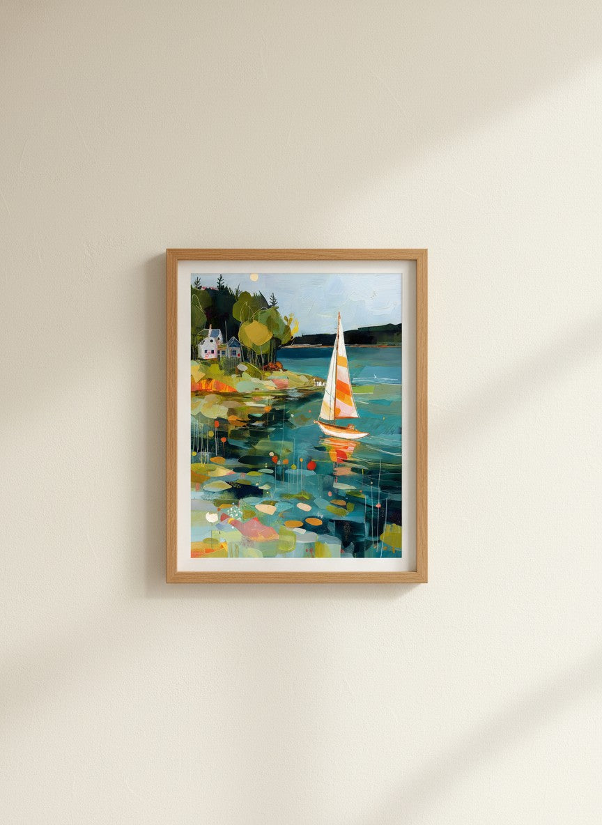 Abstract Sailboat Coastal Painting art print