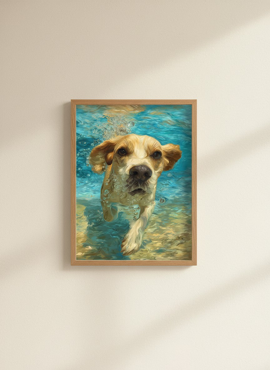 Underwater Swimming Beagle Art art print
