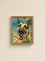 German Shepherd Underwater Dog Art art print
