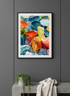 Colorful Gemstone Watercolor Art art print shown in a charcoal minimal black setting