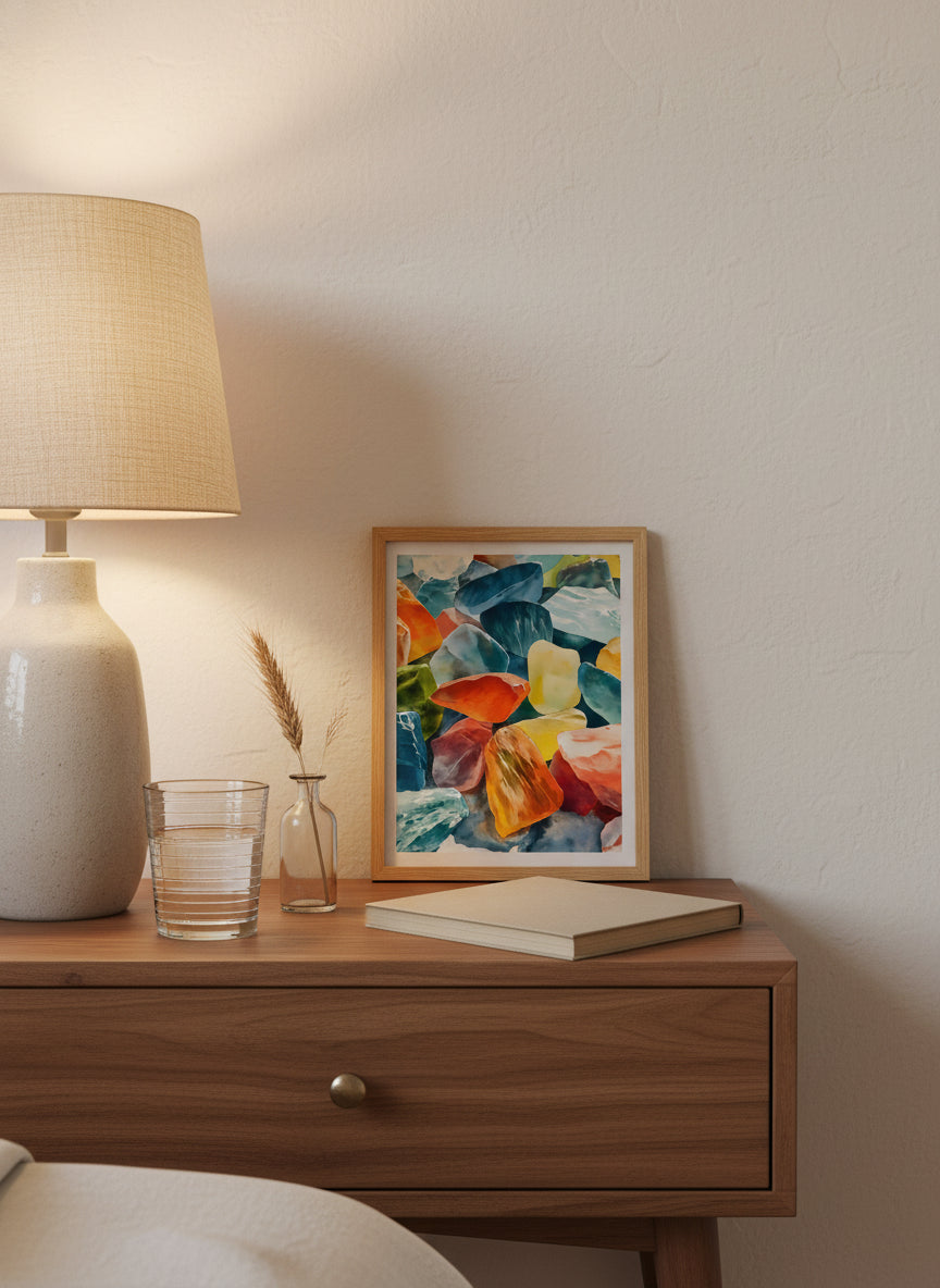 Colorful Gemstone Watercolor Art art print