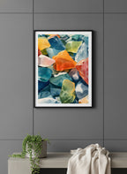 Colorful Sea Glass Watercolor Art art print shown in a charcoal minimal black setting