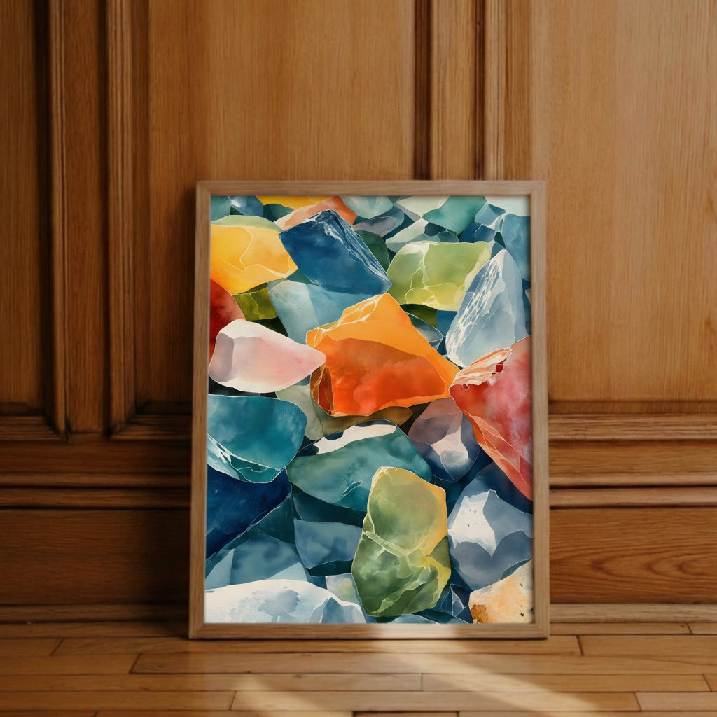 Colorful Sea Glass Watercolor Art art print