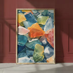 Colorful Sea Glass Watercolor Art art print shown in a red setting