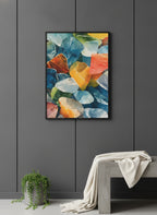 Colorful Sea Glass Watercolor Art art print shown in a charcoal minimal black setting