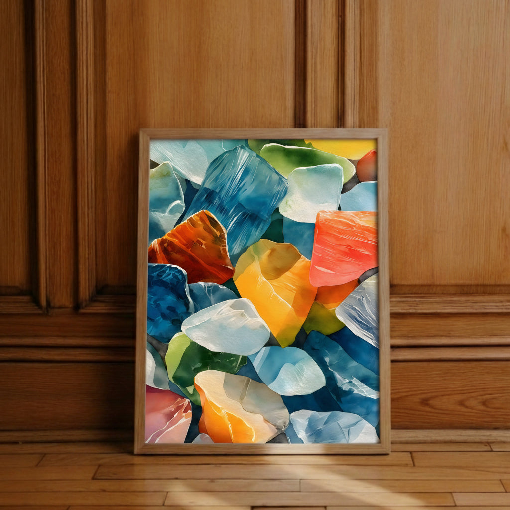 Colorful Sea Glass Watercolor Art art print