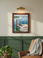 Watercolor Fisherman Lake Dock Art art print