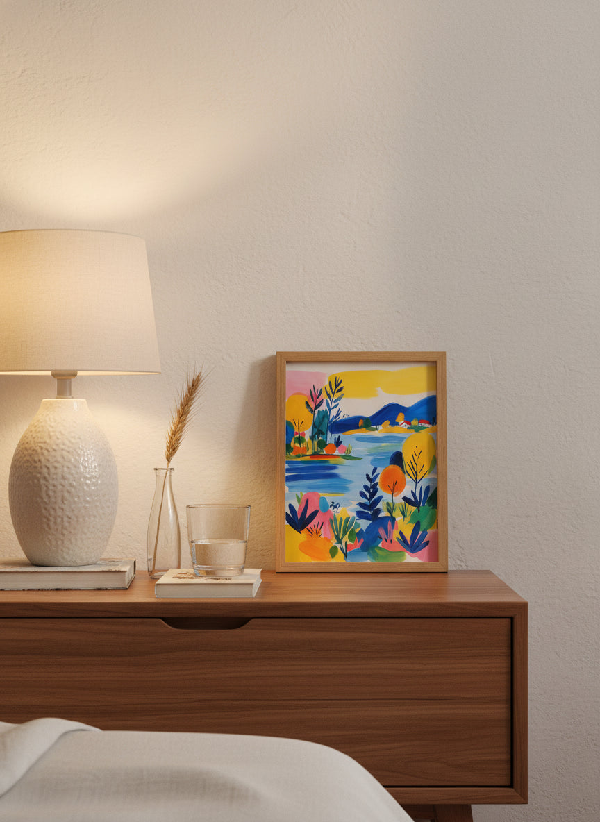 Colorful Folk Art Landscape art print