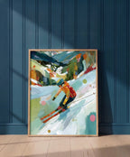 Abstract Colorful Skier Mountain Art art print