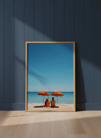 Couple Beach Umbrella Art art print