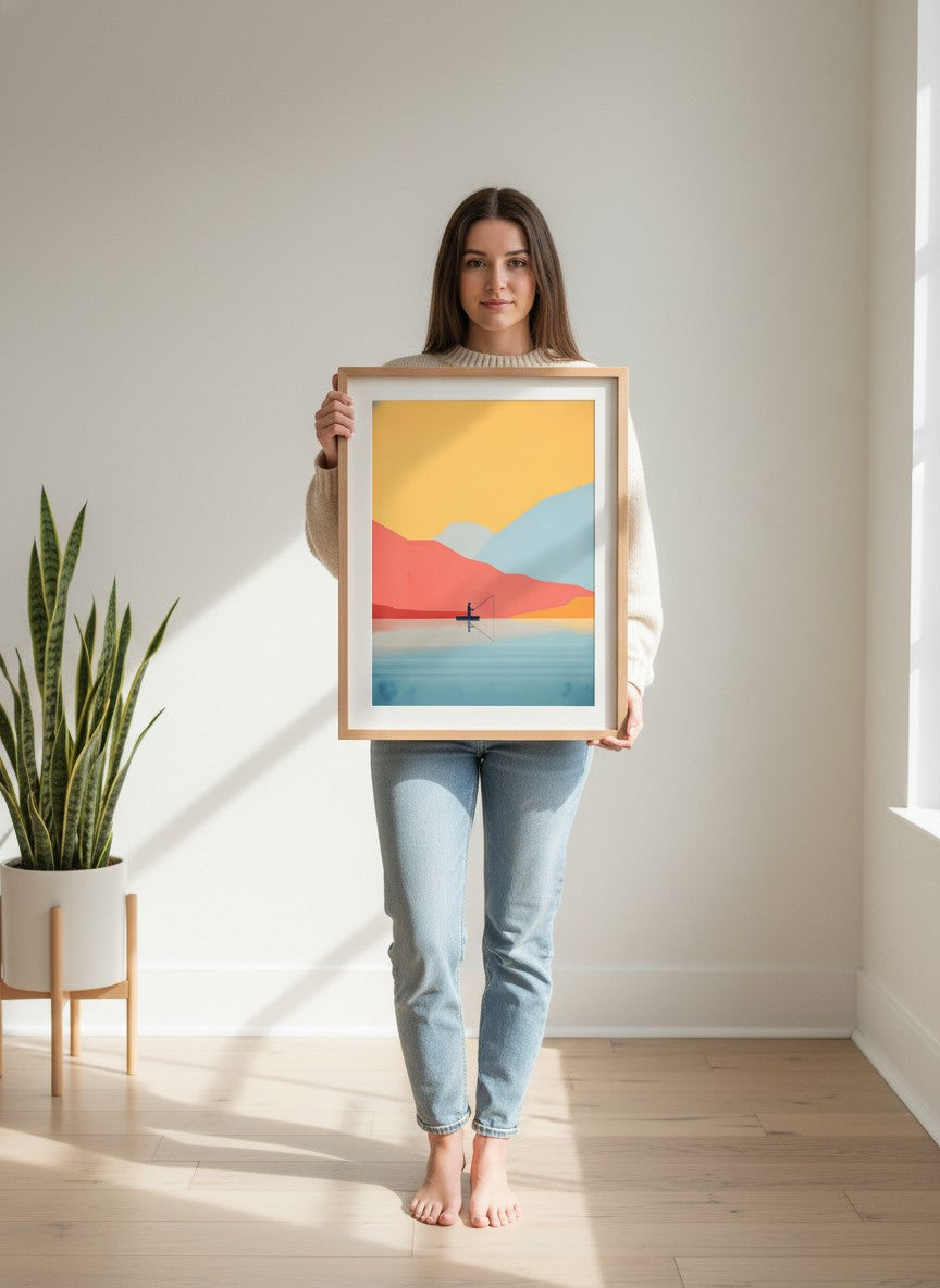 Minimalist Fishing Landscape Art art print