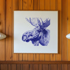 Blue Moose Engraving Art art print