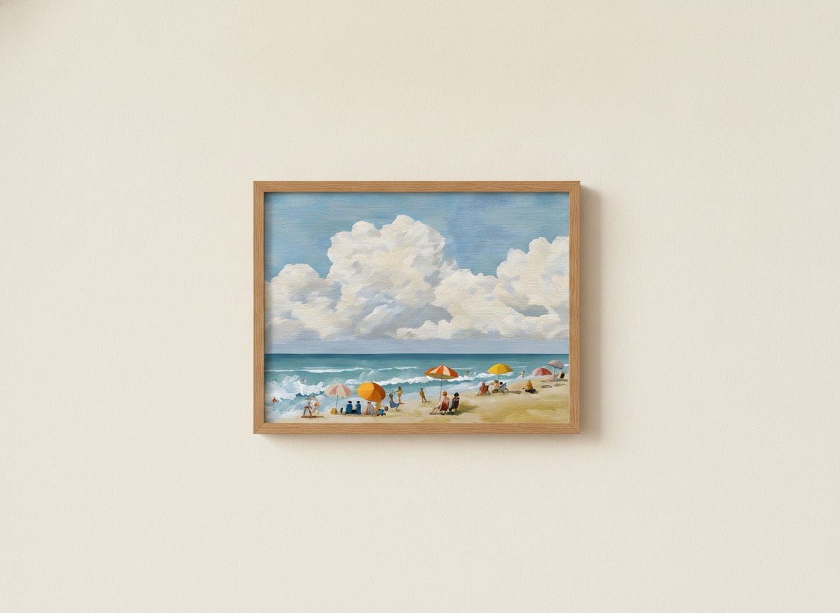 Vintage Summer Beach Scene Art art print