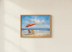 Beach Chairs Umbrella Ocean Painting art print