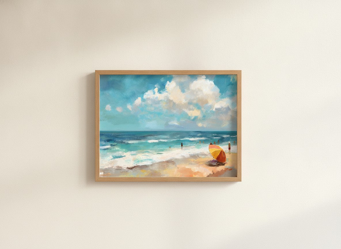 Impressionist Beach Scene Painting art print