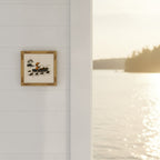 Child Rowing Boat Beavers Art art print shown in a shiplap blurred view setting