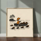 Child Rowing Boat Beavers Art art print shown in a square 2 setting