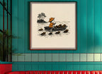 Child Rowing Boat Beavers Art art print shown in a square 3 setting