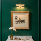 Child Rowing Boat Beavers Art art print shown in a square powder room emerald setting