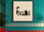Boy Bear Campfire Art art print shown in a square 3 setting