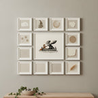 Moose Canoe Vintage Illustration art print shown in a square grid gallery putty setting