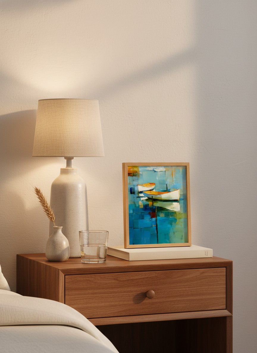 Abstract Coastal Boats Painting art print