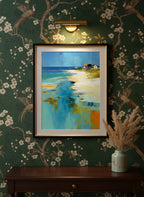Abstract Coastal Beach House Art art print shown in a chinoiserie moody setting