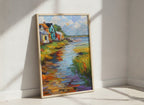 Colorful Coastal Village Painting art print
