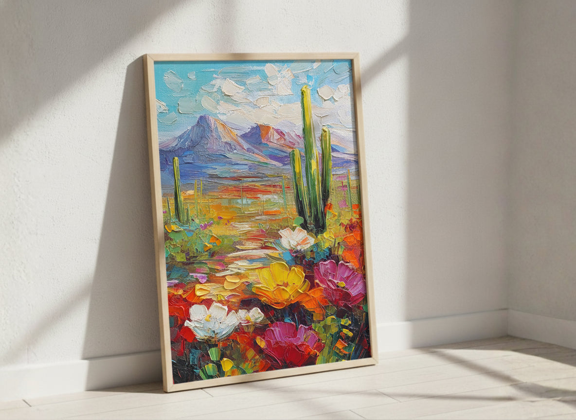 Colorful Desert Cactus Wildflower Art art print