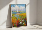 Sailboat Wildflower Meadow Painting art print