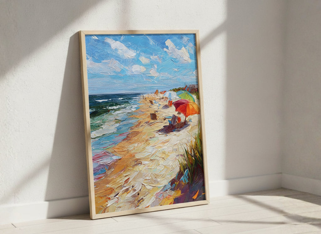 Impressionist Beach Umbrella Coastal Art art print