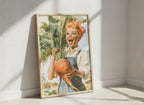 Vintage Farmgirl Harvest Illustration art print