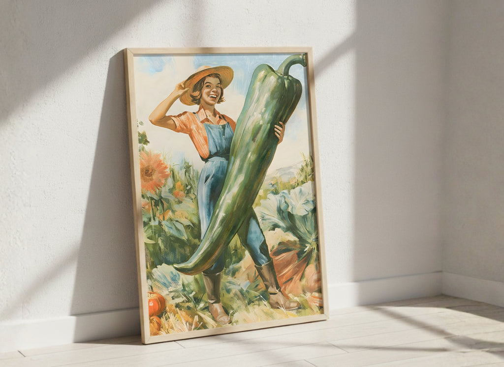 Vintage Farmer Woman Garden Art art print