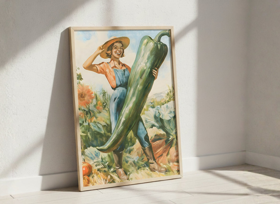 Vintage Farmer Woman Garden Art art print