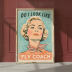 Retro Sassy Woman Poster art print shown in a red setting