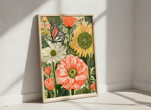 Botanical Butterfly Garden Art art print