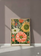Botanical Butterfly Garden Art art print shown in a purple setting