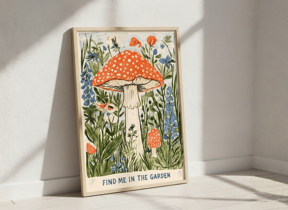 Cottagecore Mushroom Botanical Art art print