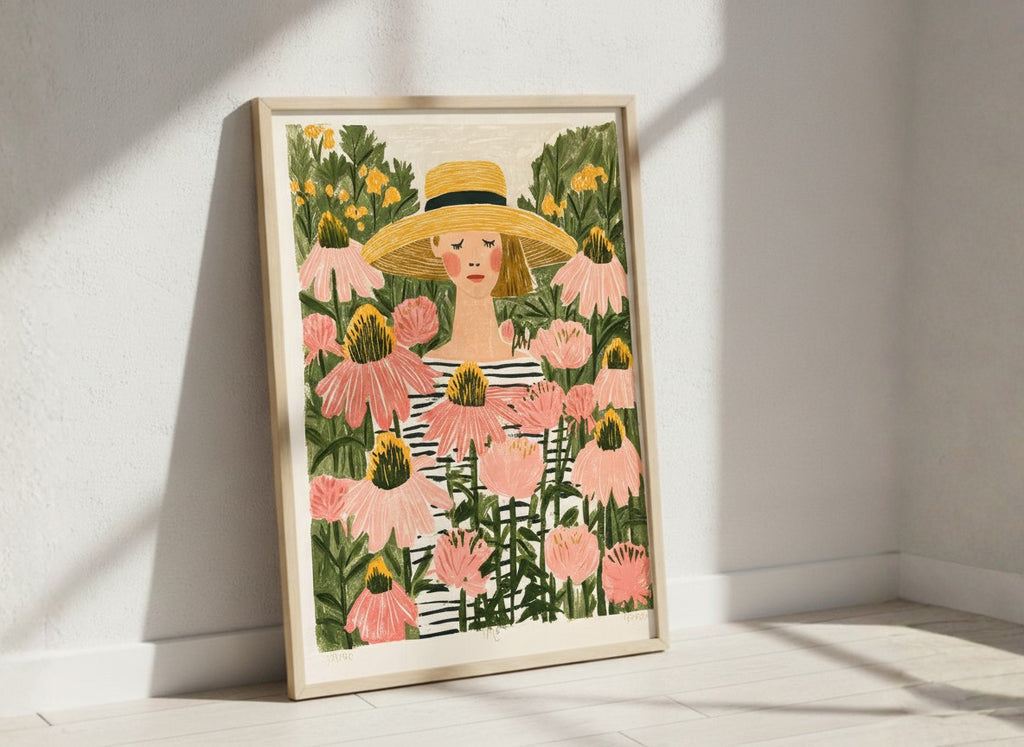 Woman Garden Floral Folk Art art print