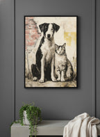 Street Companions Wabi Sabi Art art print shown in a charcoal minimal black setting