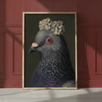 Aristocratic Pigeon Portrait Art art print shown in a red setting