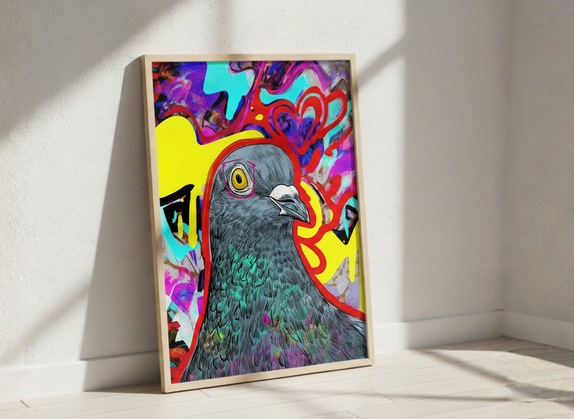 Psychedelic Pigeon Pop Art art print