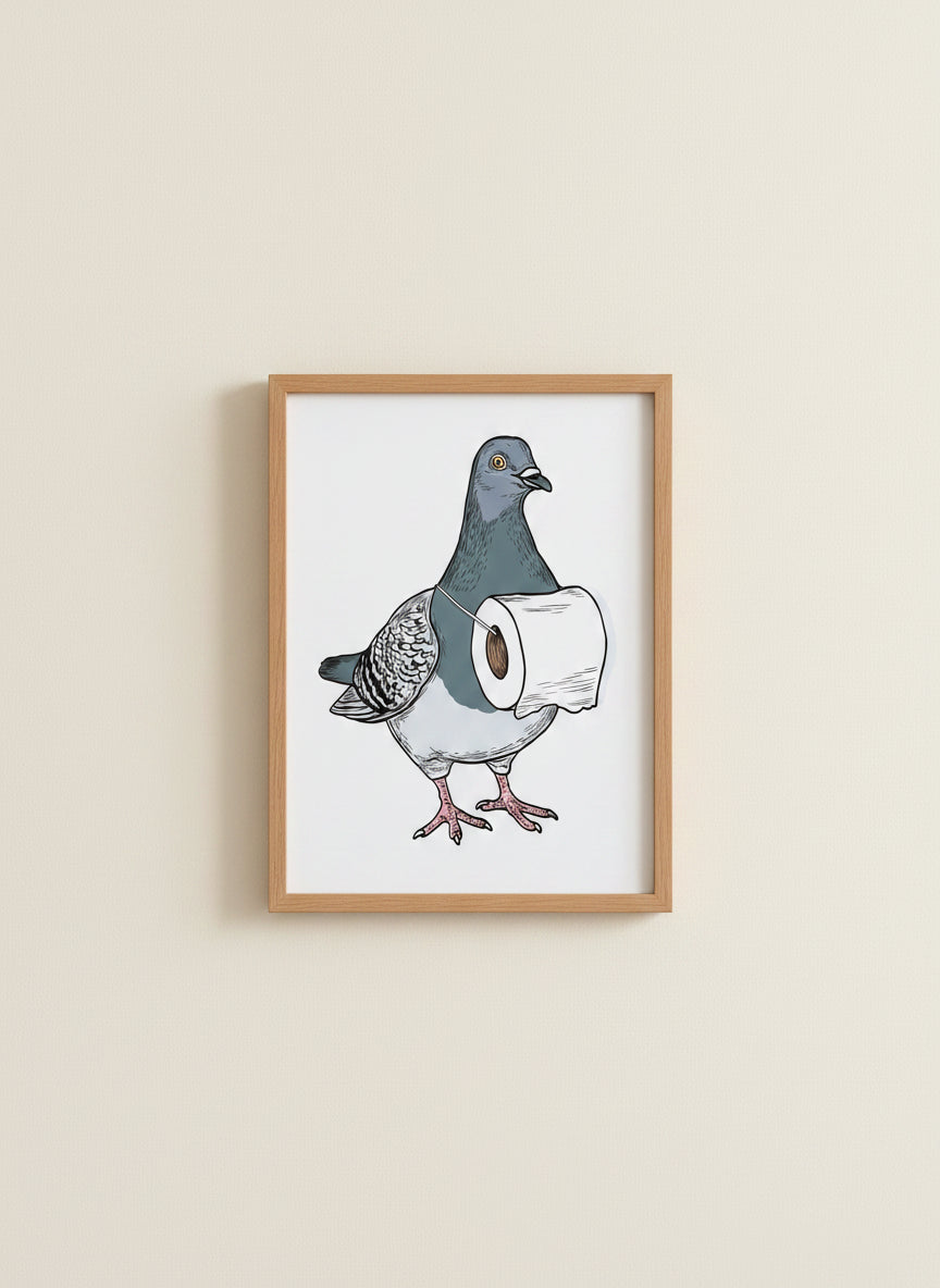 Whimsical Pigeon Lineup Art art print