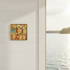 Retro Ice Cream Pop Art art print shown in a shiplap blurred view setting