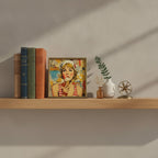 Retro Ice Cream Pop Art art print shown in a small bookshelf brass setting