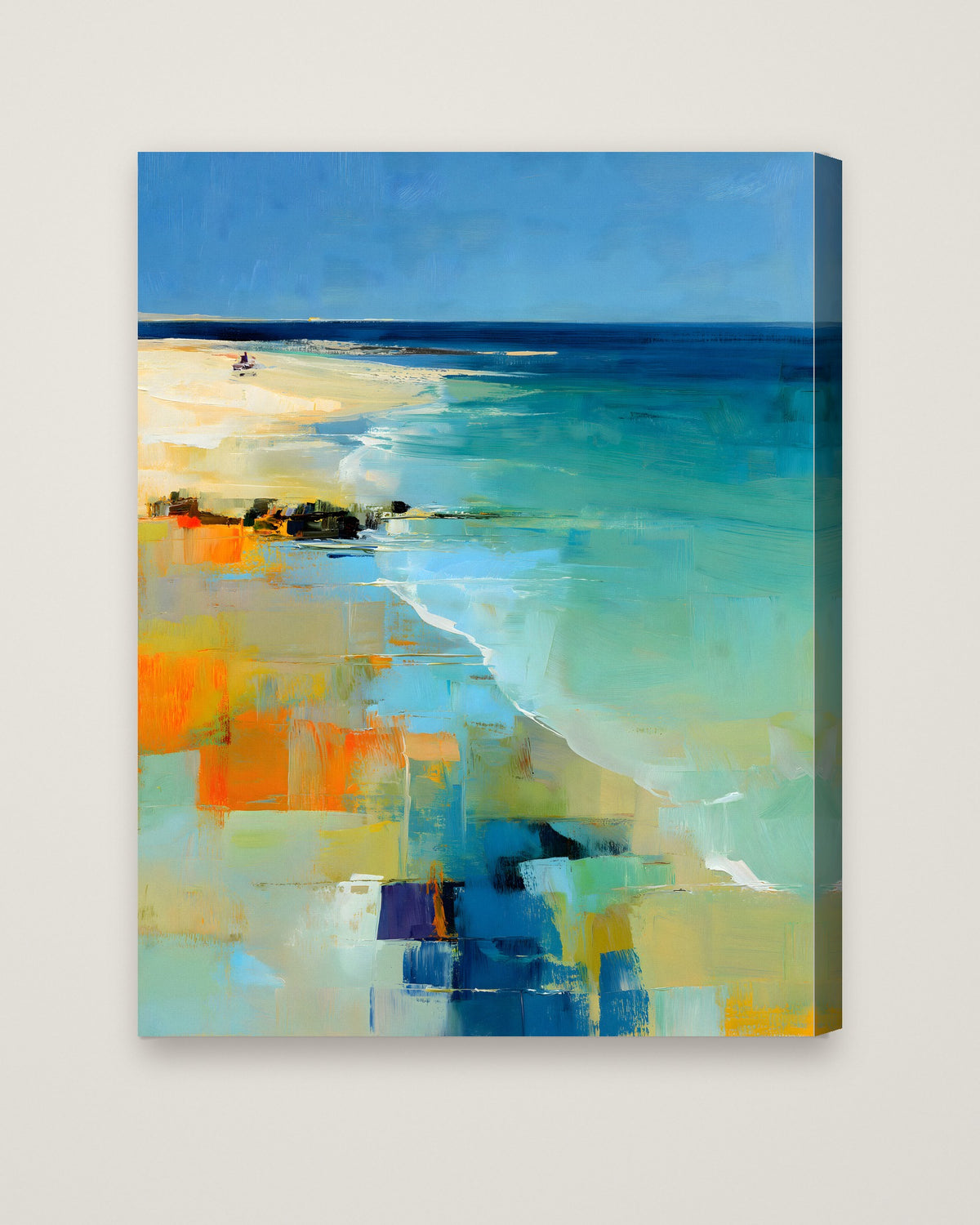 Abstract Coastal Beach Landscape Art as a stretched canvas