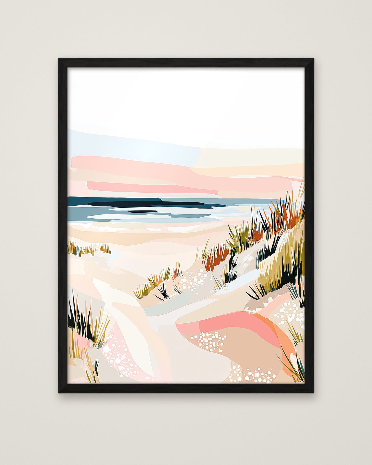 Abstract Coastal Sand Dunes Art in a black frame