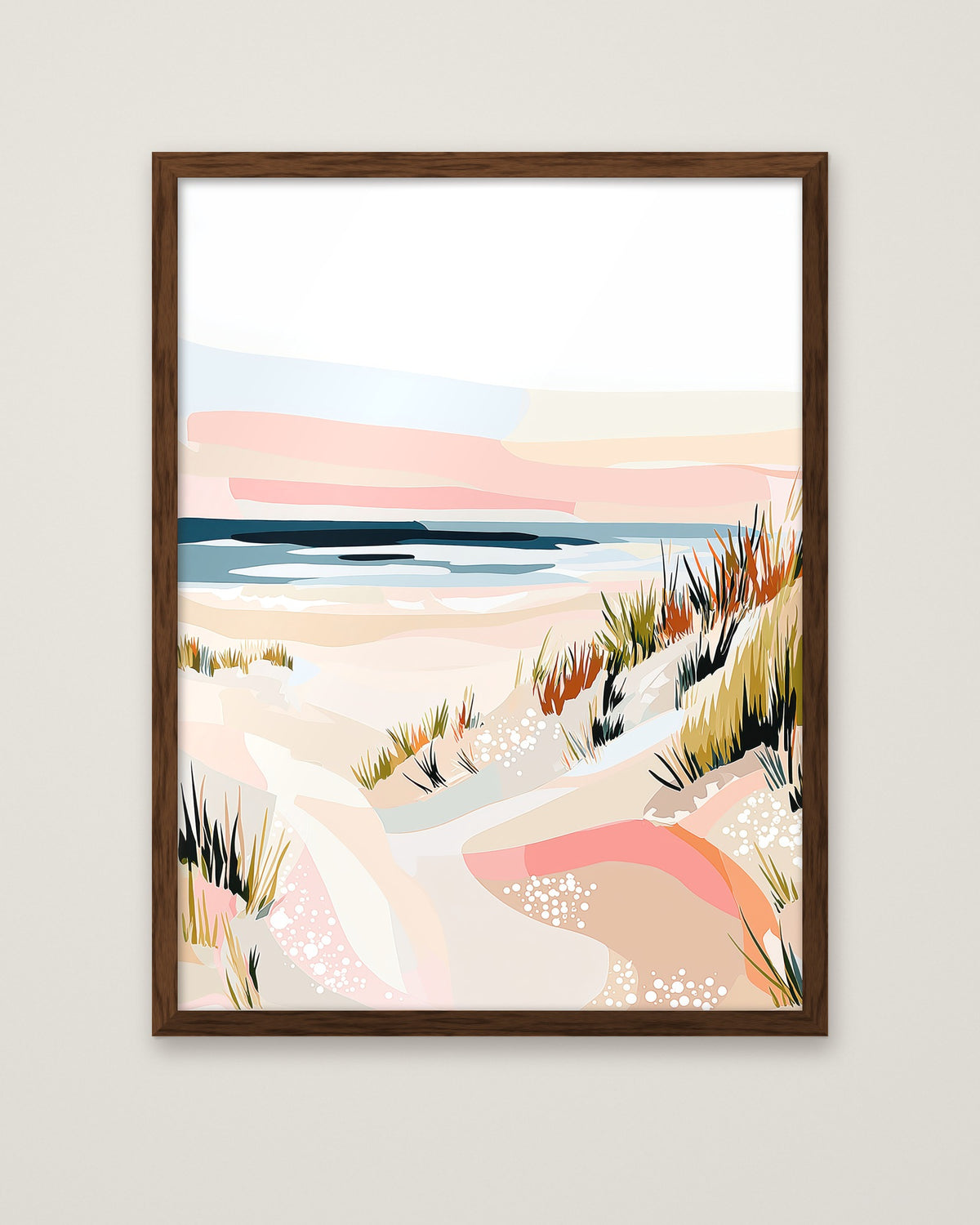 Abstract Coastal Sand Dunes Art in a dark wood frame
